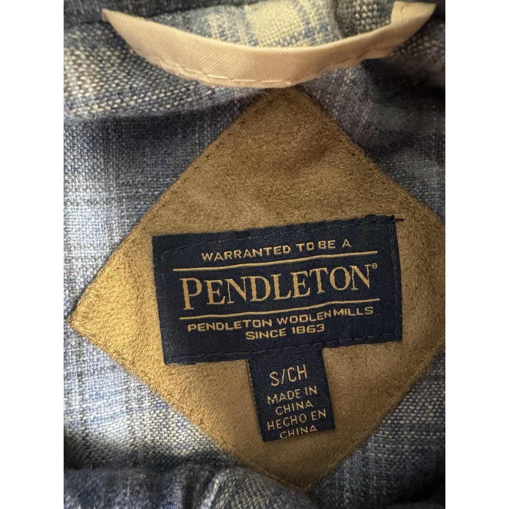 Pendleton Jacket Womens Small White Sherpa Fleece Lined Full Zip Plaid - Picture 2 of 7